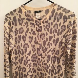 J.Crew Leopard Print Merino Wool Cardigan